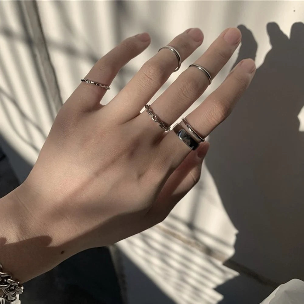 The Tide Cool Ring Set Female Korean Ring Ring Net Red Jewelry Not Fade Color Ring Cold Wind Hip Hop Index Finger Ring