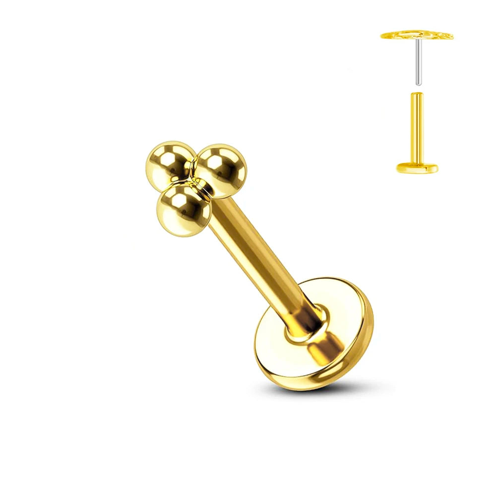 ASTM F136 G23 Titan Blume Threadless Ohrring Piercing Blütenblätter Blatt Herz Schmetterling Pin Daith Conch Push-in Labret Stecker