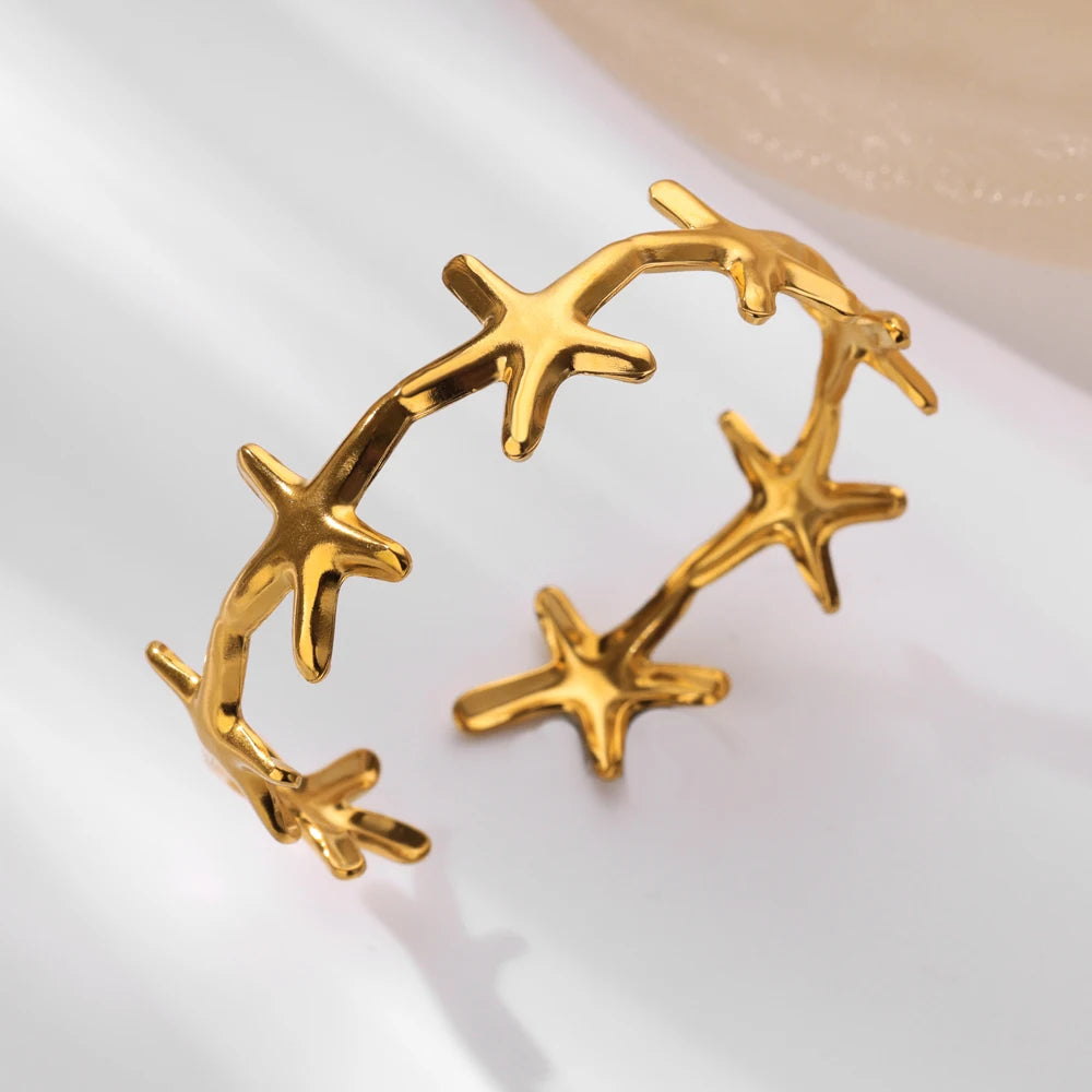Minimalistische Seestern-Armreifen für Damen, Glücksbringer aus Edelstahl, Armbänder, Trend 2024, weiblicher Charmschmuck, Handgelenk-Accessoires BFF