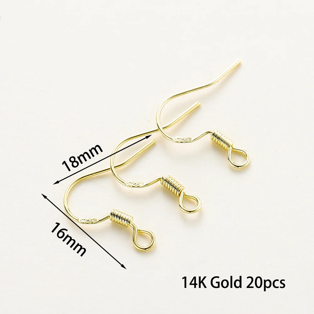 20 unidades/lote 6 estilos 14K 18K Alambres chapados en oro para pendientes con gancho para la oreja Suministros de cierres para pendientes para la fabricación de joyas DIY