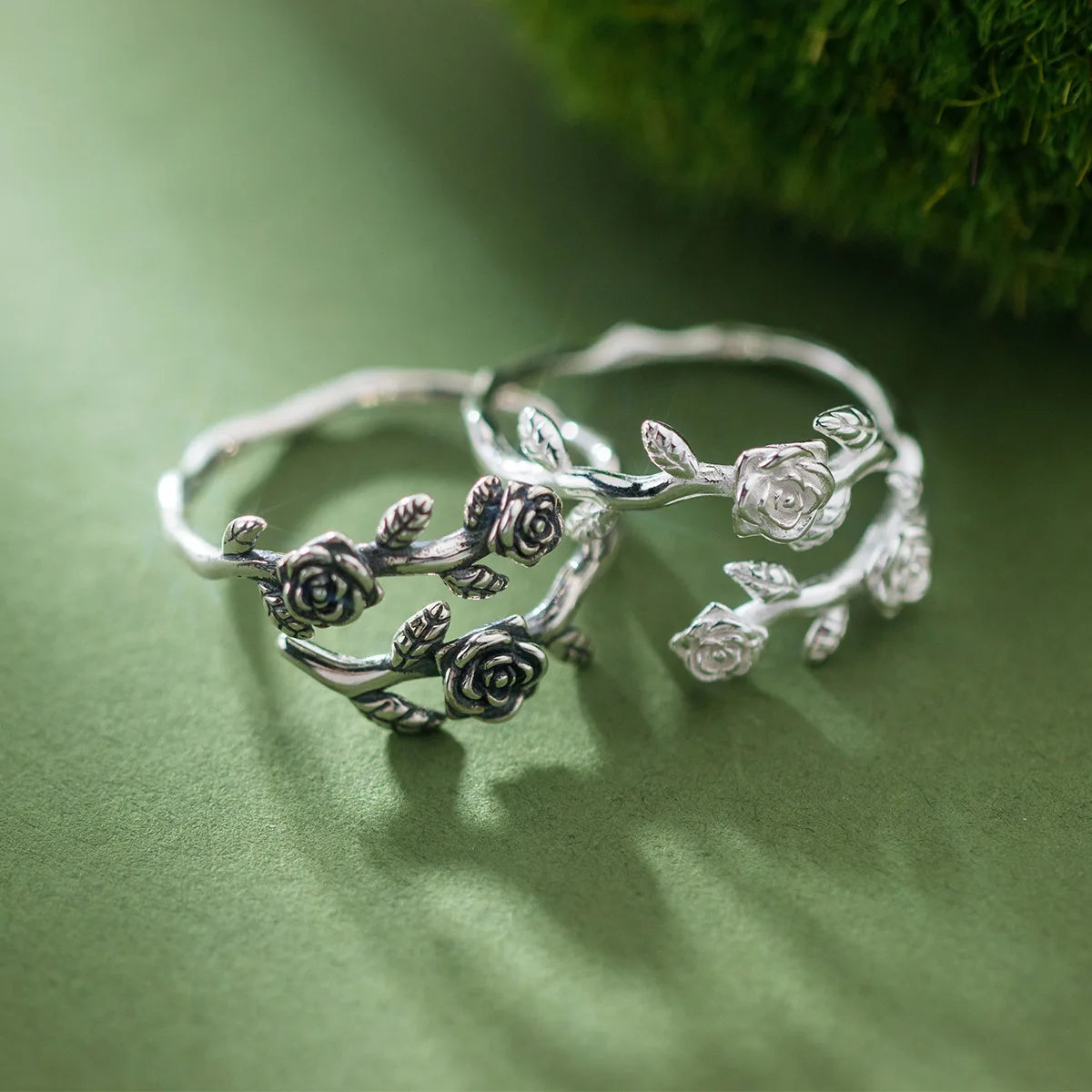 925 Sterlingsilber Rosenzweig Verstellbare Ringe für Frauen Verlobung Hochzeit Weibliche Luxus-Schmuck-Accessoires Schmuck