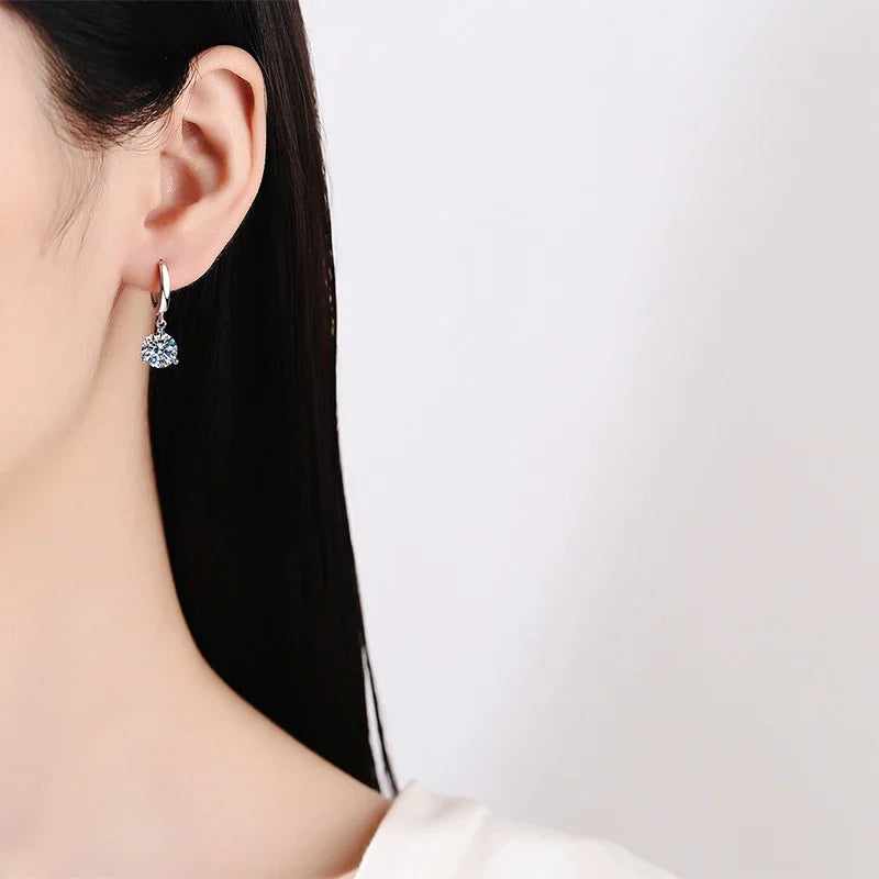 Pendientes de moissanita NeeTim de 2 ct, 100 % plata de ley S925, pendientes colgantes originales, joyería de boda para la novia con certificado para mujer