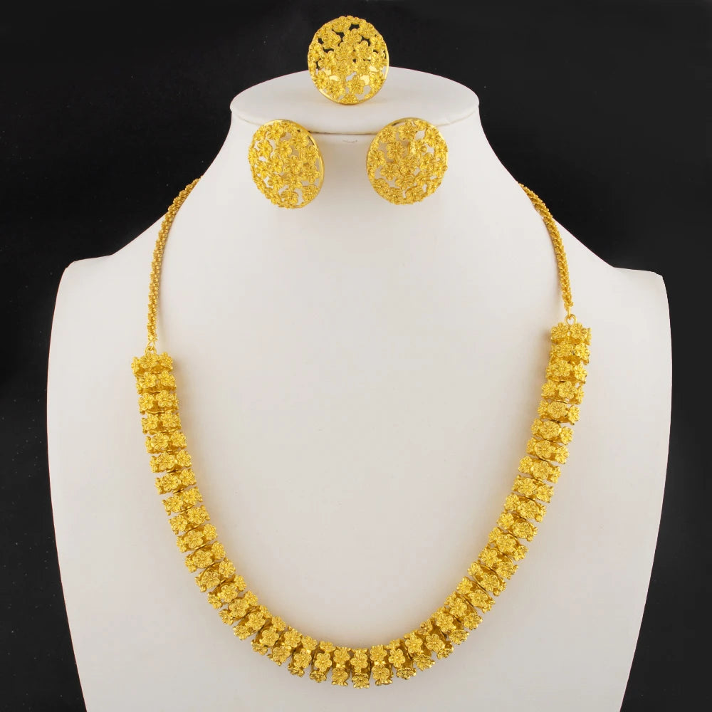 Vergoldete Ohrringe Ring Halsketten für Damen Luxus Gold Cuban Halsketten Set Hochwertige Designer Herren Damen Schmucksets Geschenk