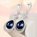 925 Sterlingsilber Schmuck Ovale Edelsteine Wassertropfen Ohrringe für Frauen Smaragd Saphir Zirkon Verlobung Ohrschmuck