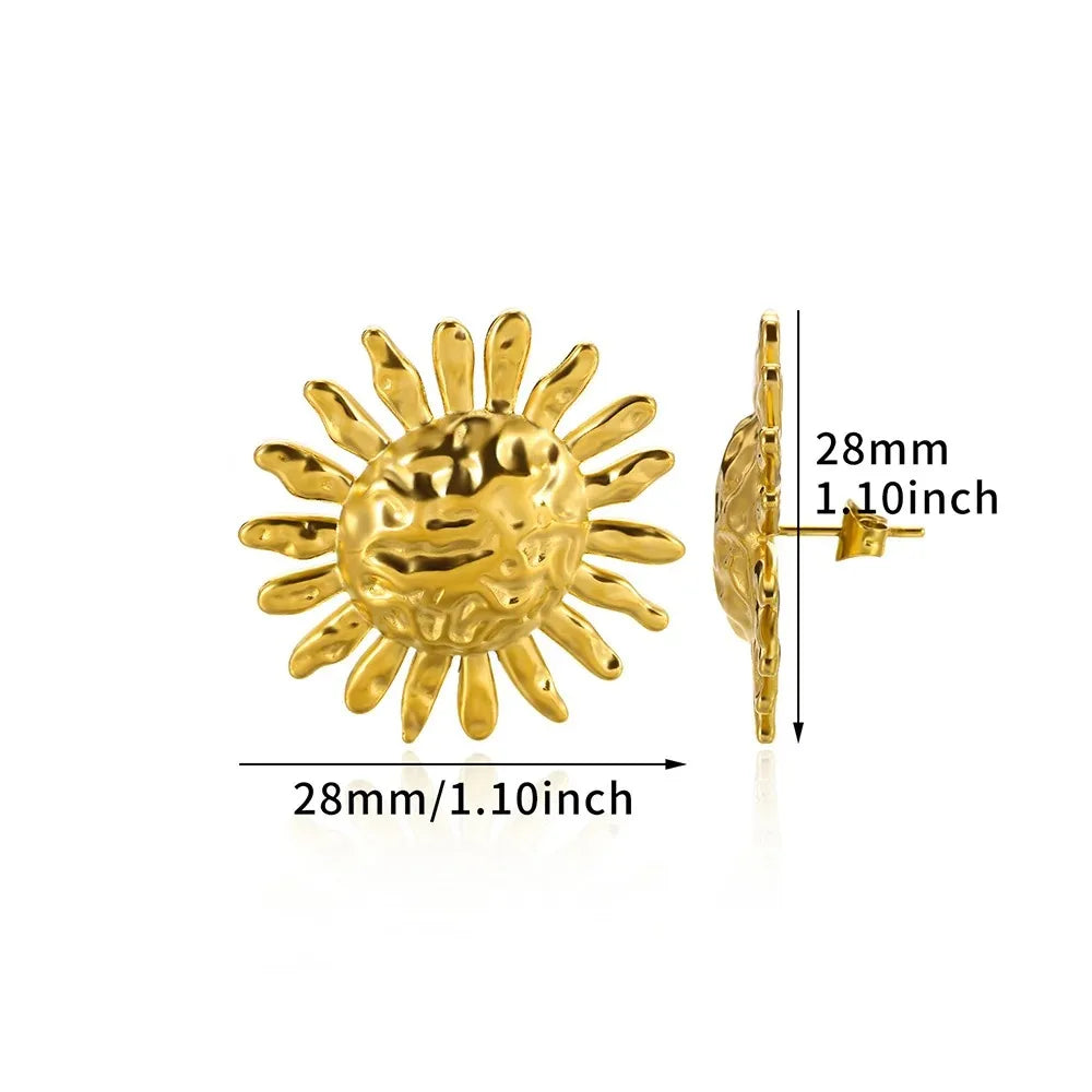 Vintage Edelstahl Sonnenohrringe für Damen Böhmische Sonnenstrahl-Ohrringe Unregelmäßige Fächerförmige Ohrringe Schmuck Partygeschenke