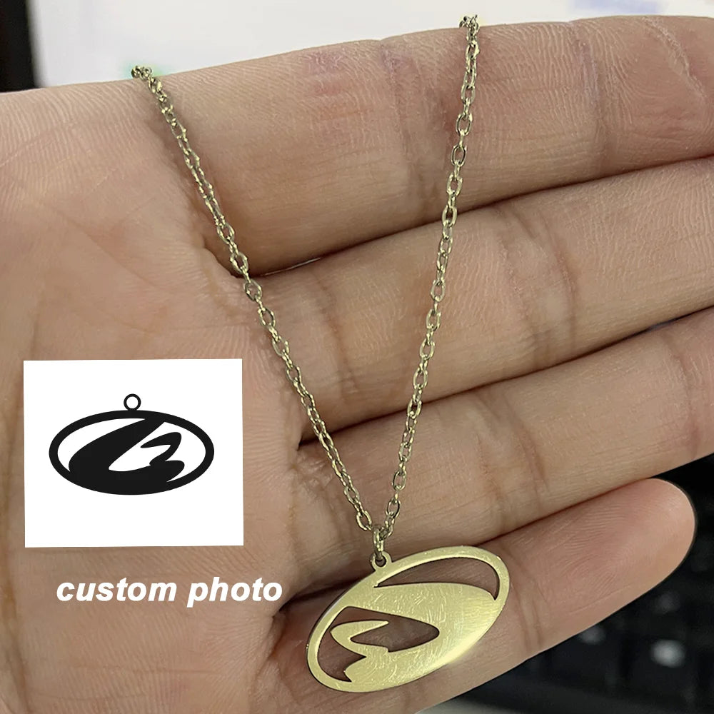 Custom Logo Picture Pendant Necklace For Women Girl Stainless Steel Birthday Gift Children's Drawing Photo Personalized Jewelry