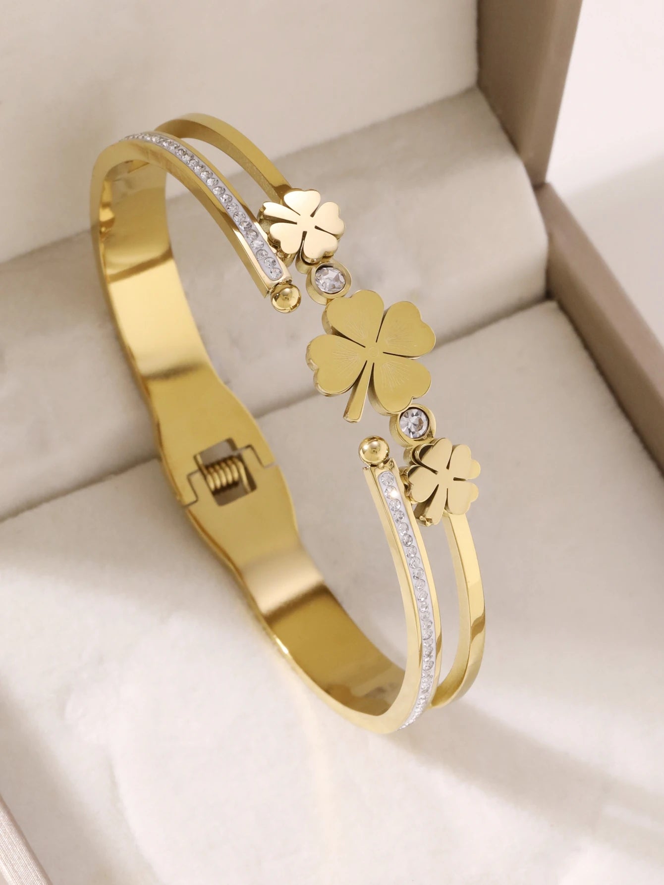 1 Stück/Set Damen Hochzeitsschmuck Party Feiertag Valentinstag Geschenk Edelstahl Armband 18K vergoldet Armband