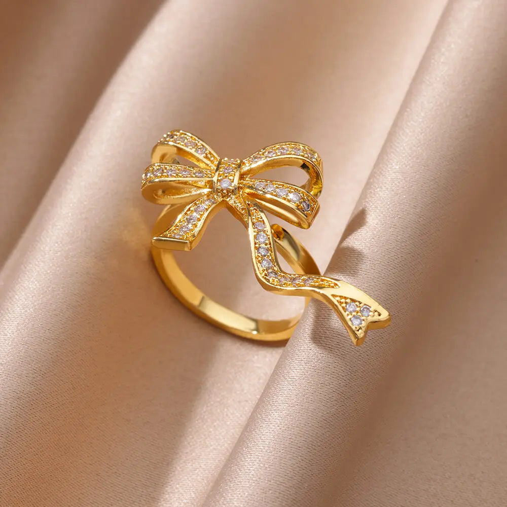Mode Luxus Zirkon Schmetterlingsringe für Damen Edelstahl Offener Fingerring Trendiger Hochzeitsfeier Ästhetischer Schmuck Geschenk