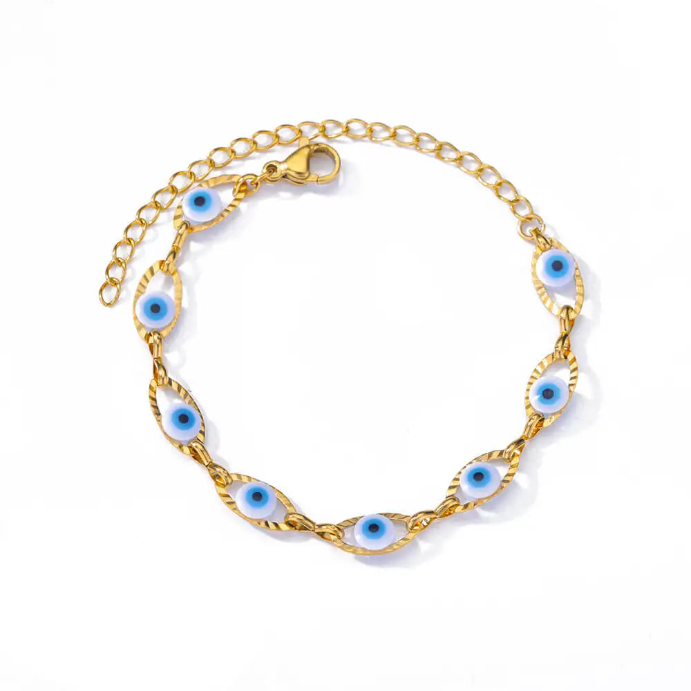 Hand Evil Eye Armband für Damen Edelstahl Zirkon Armreif Sets Türkischer Luxus Party Schmuck pulseras bijoux femme