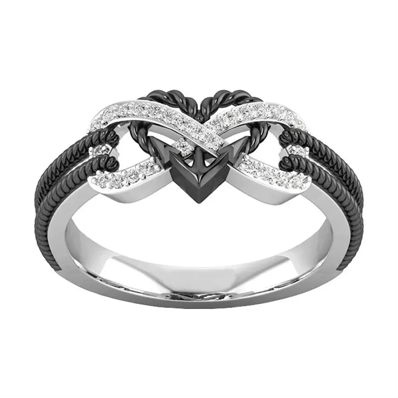 Charm Paar Ringe für Herren Edelstahl Keltischer Drachenring Herz Schwarz Zirkon Damen Eheringe Set Valentinstag Schmuck