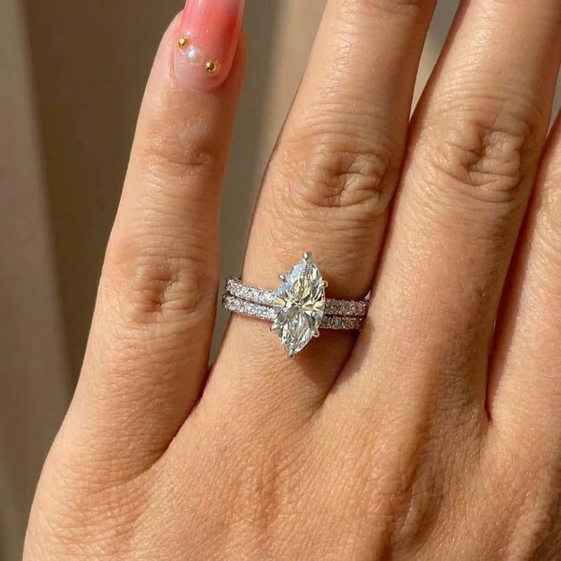 925 Sterling Silber Mode Klassisch Marquise Zirkon Ring für Damen Verlobung Hochzeit Luxus Hohe Qualität Feiner Schmuck Top Verkäufe