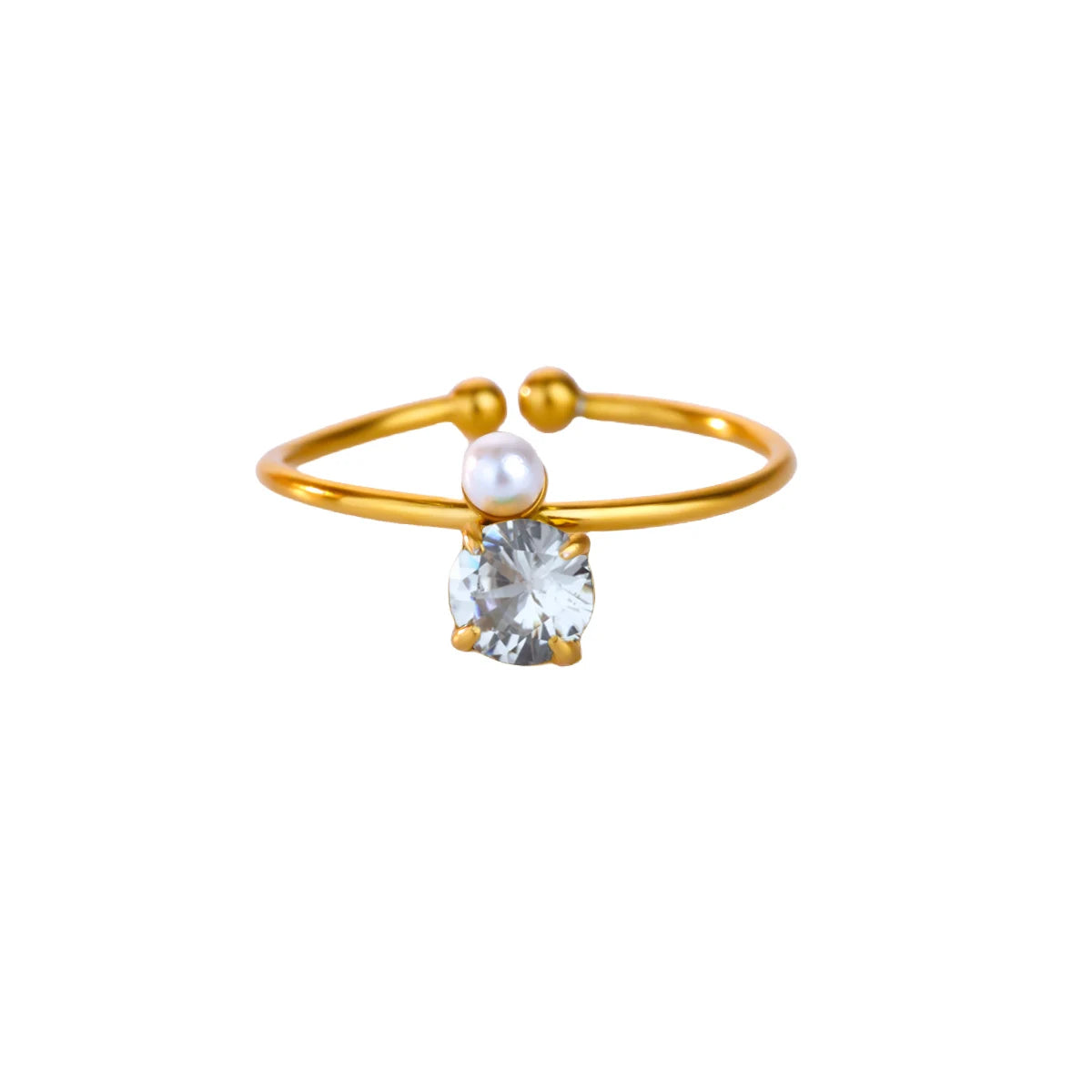 Edelstahl Vierblättriges Kleeblatt Ringe für Frauen Goldfarbe Zirkon Öffnung Paar Ring Ästhetischer Hochzeit Bohème Schmuck Geschenk