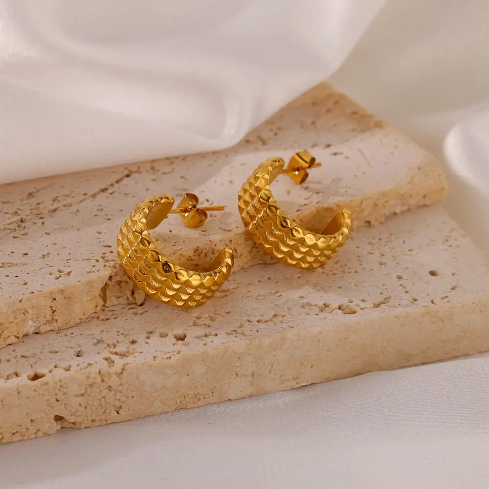 Pendientes de Mujer con Forma de C Modernos de Acero Inoxidable, Aretes Geométricos Perforados, Nueva Moda 2024, Accesorios de Joyería para Fiestas