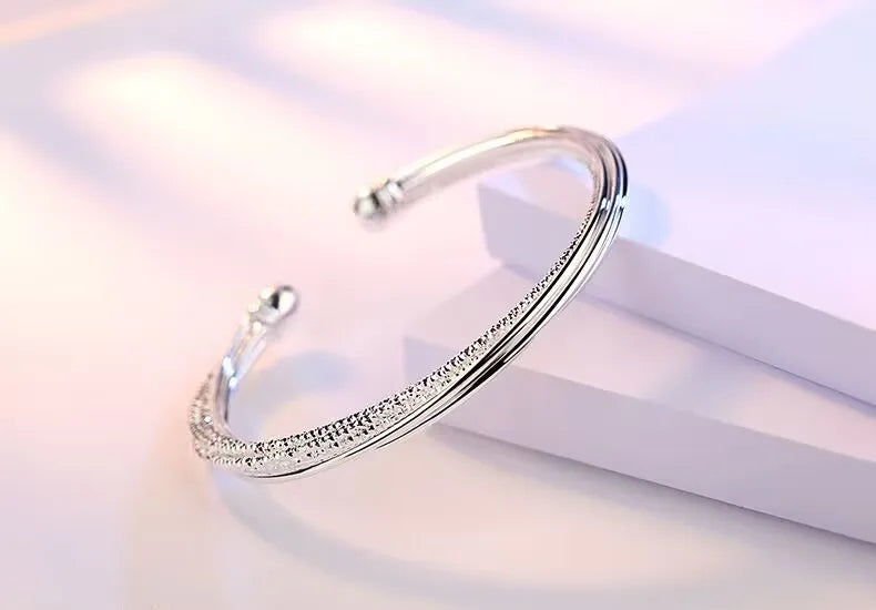 Großhandel Feine 925 Sterlingsilber Armreifen Armband Charms Herz Offen für Frauen Damen Schmuck Anpassung Manschette Hochzeitsgeschenk