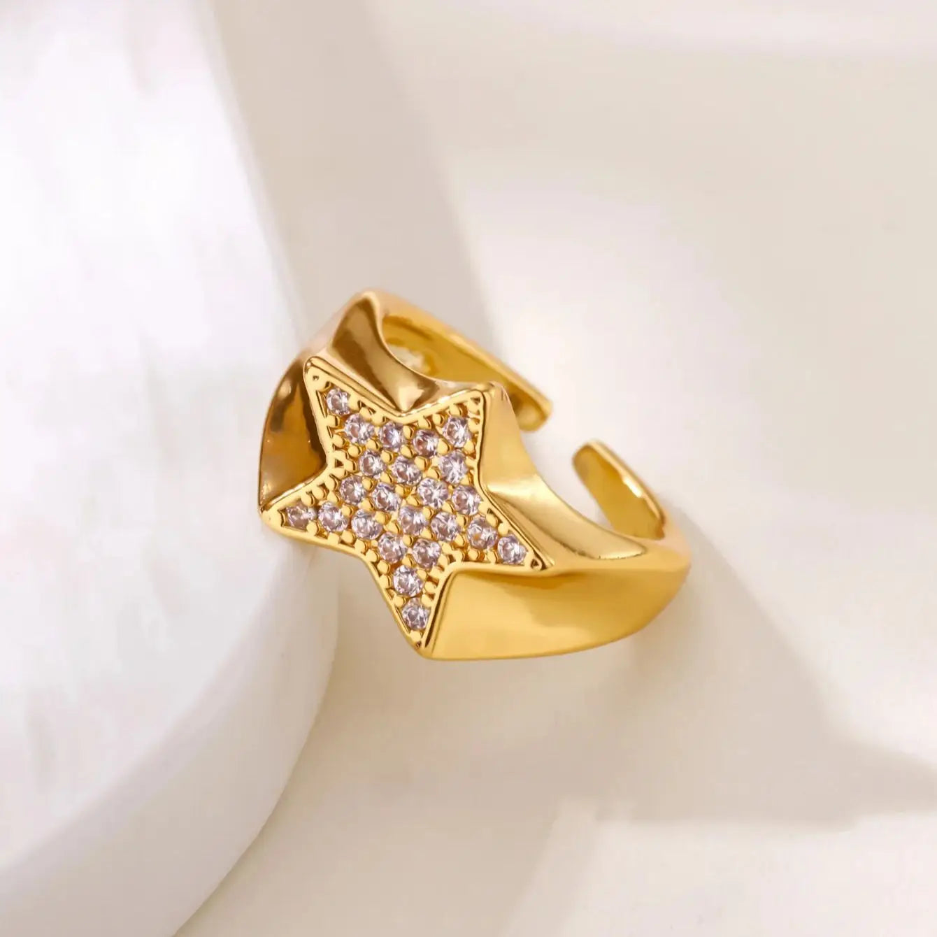 Zirkon Stern Knoten Ringe Für Frauen Gold Farbe Edelstahl Geometrische Verstellbare Fingerringe Hochzeit Paar Schmuck Geschenke