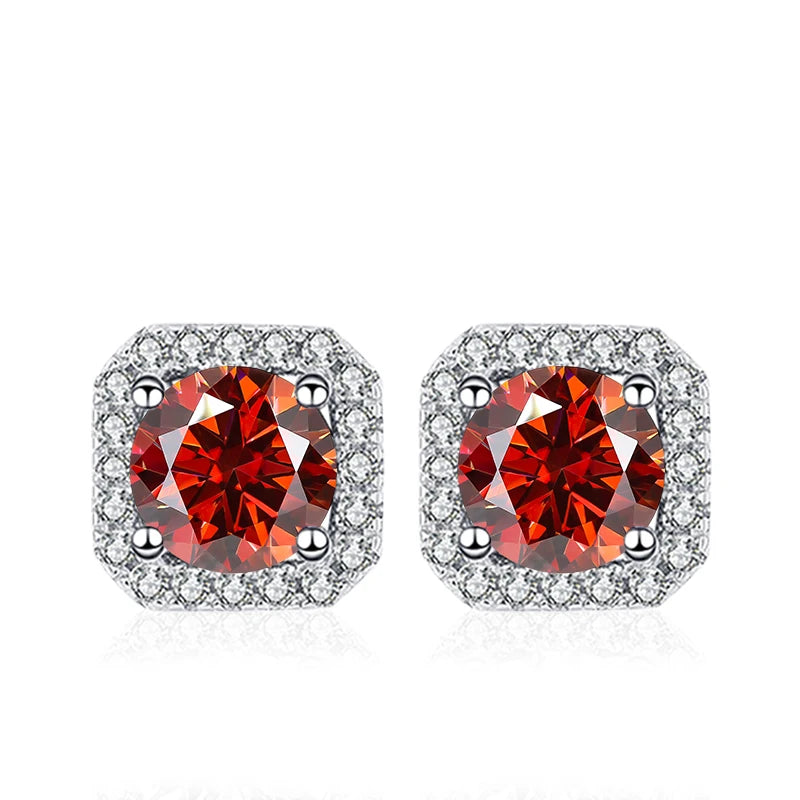 NeeTim 0.5ct 1ct Rosa Moissanit Ohrstecker für Damen 925 Sterling Silber Schwarz Blau Grau Funkelnde Labor Diamant Ohrringe