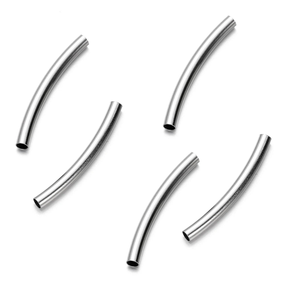 10 Stück/Packung Edelstahl gebogene Röhren-Abstandshalter Perlen Verbinder für handgemachte DIY Schmuckherstellung Armband Halskette Zubehör