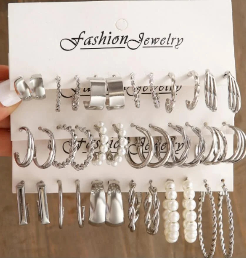 Juego de 24 pares de pendientes de aro pequeños de inspiración vintage para mujer, elegantes adornos geométricos de hierro para llevar a diario, regalos de joyería 2024