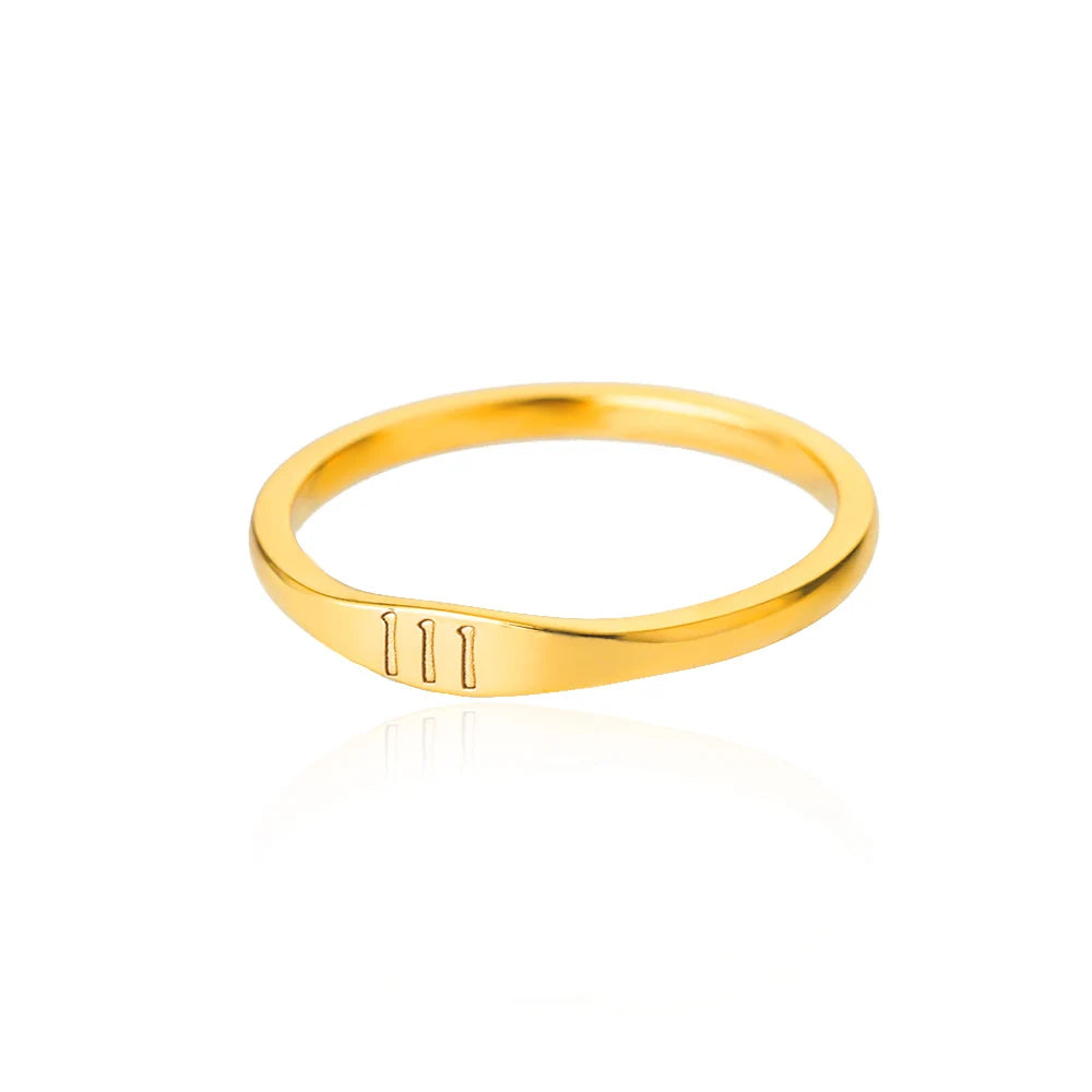 111 222 333 444 555 666 777 999 Engelszahlenringe für Damen Edelstahlring Vintage Ästhetik Retro Schmuck anillos 2025