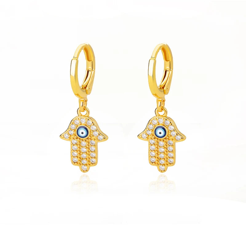 Zirkon Evil Eye Ohrringe für Frauen Edelstahl Goldfarben Pendientes Piercing Ohrring Goth 2024 Neu im Schmuck aretes mujer