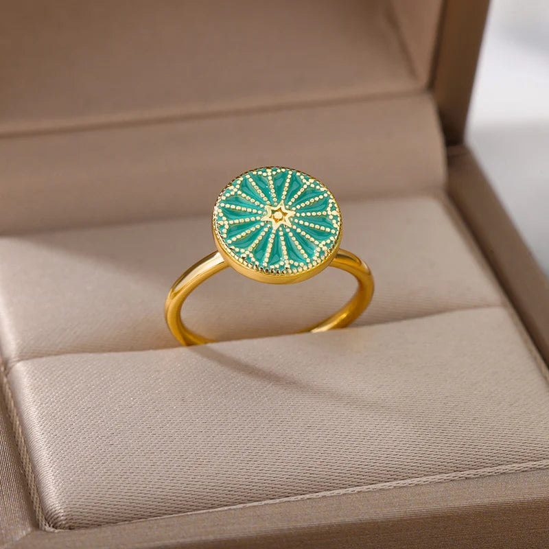 Fashion Angst Ring Spinner Ringe Für Frauen Edelstahl Gold Farbe Runde Rotary Anti Stress Fidget Ring Party Schmuck Geschenk