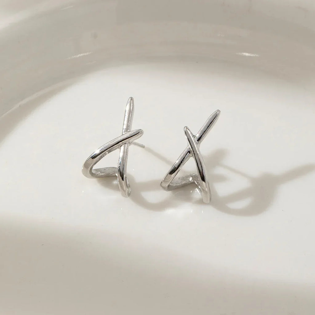 LATS Trendy Gold Color Cross Stud Earrings for Women Dainty Simple Minimalist Earring Fashion Jewelry Party Gifts Wholesale