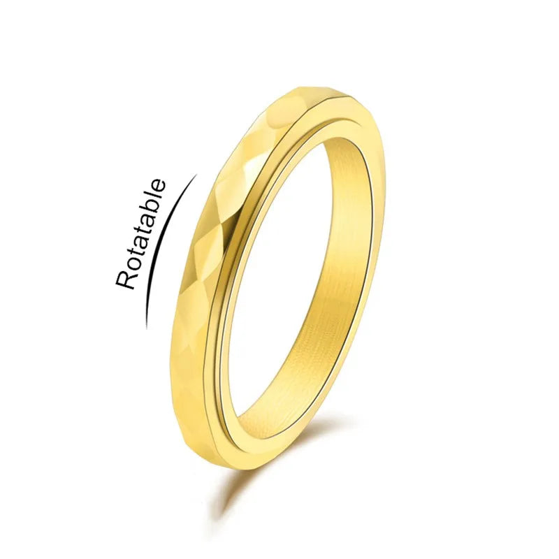 3mm dünner Edelstahl Facettierter Spinnerring Ehering für Damen und Mädchen Größe 5-12