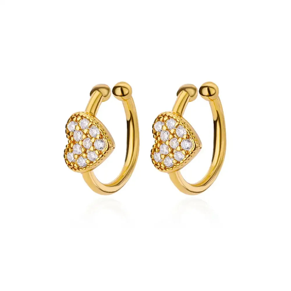 Hohle Zirkon-Herzohrringe für Frauen, Edelstahl, Goldfarben, Herz-Ohrring, Luxuriöser Hochzeitsschmuck für Paare, Geschenk, kostenloser Versand