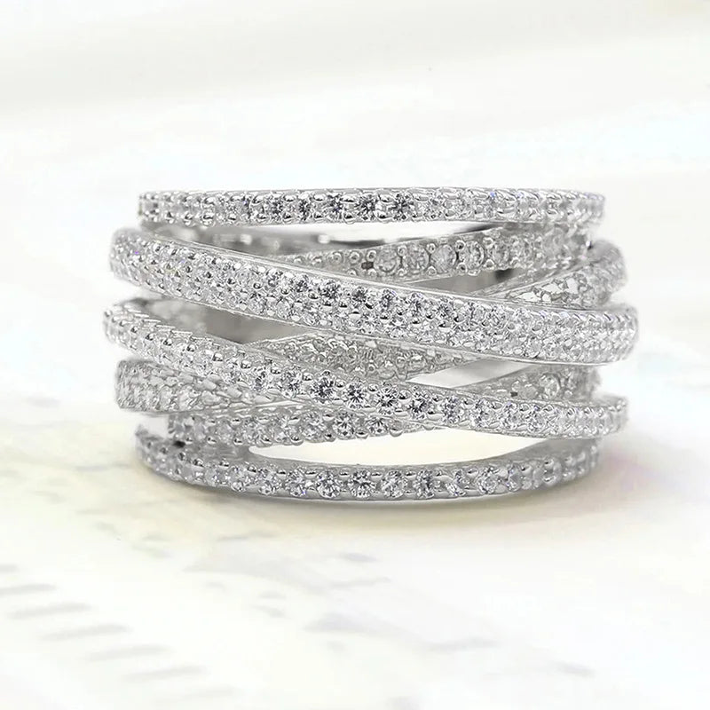 925er Sterling Silber Klassischer Vintage Wickel-Zirkon-Ring für Damen, Party, Luxus, Mode, Hochwertiger Edelschmuck, Bestseller