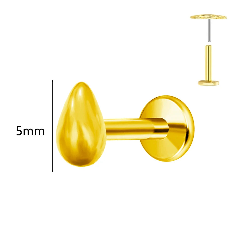 Winziger Wassertropfen Labret Piercing G23 Titan Opal Mond Push-In Zweig Ohrring Stecker Anhänger Gewindeloser Knorpelkörperschmuck