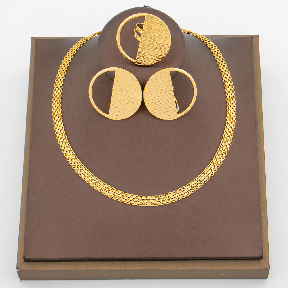 Brasilianisches 18 Karat vergoldetes Schmuckset für Damen, irreguläres Design, Clip-Ohrringe und verstellbarer Ring, Schmuckset-Zubehör, Geschenke