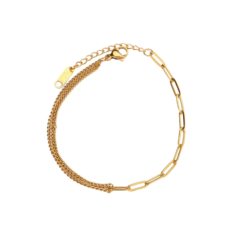 Edelstahl Herzarmbänder für Damen Goldfarben Geometrisches Herzarmband Mode Hochzeit Wasserdichter Schmuck Geschenk