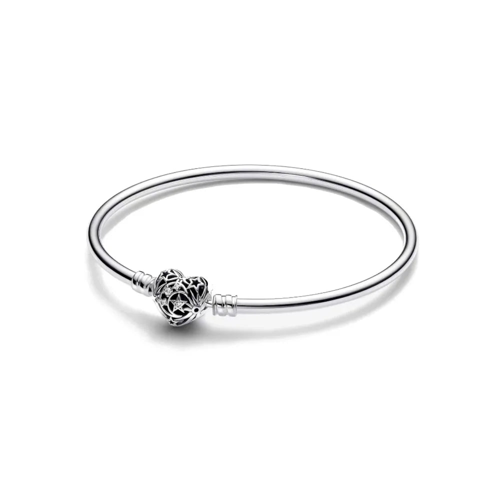 925 Sterling Silber Armbänder Herz Pavé Rot Blume Stern Clip Schlangenkettenarmband Liebe Armreifen DIY Feiner Schmuck