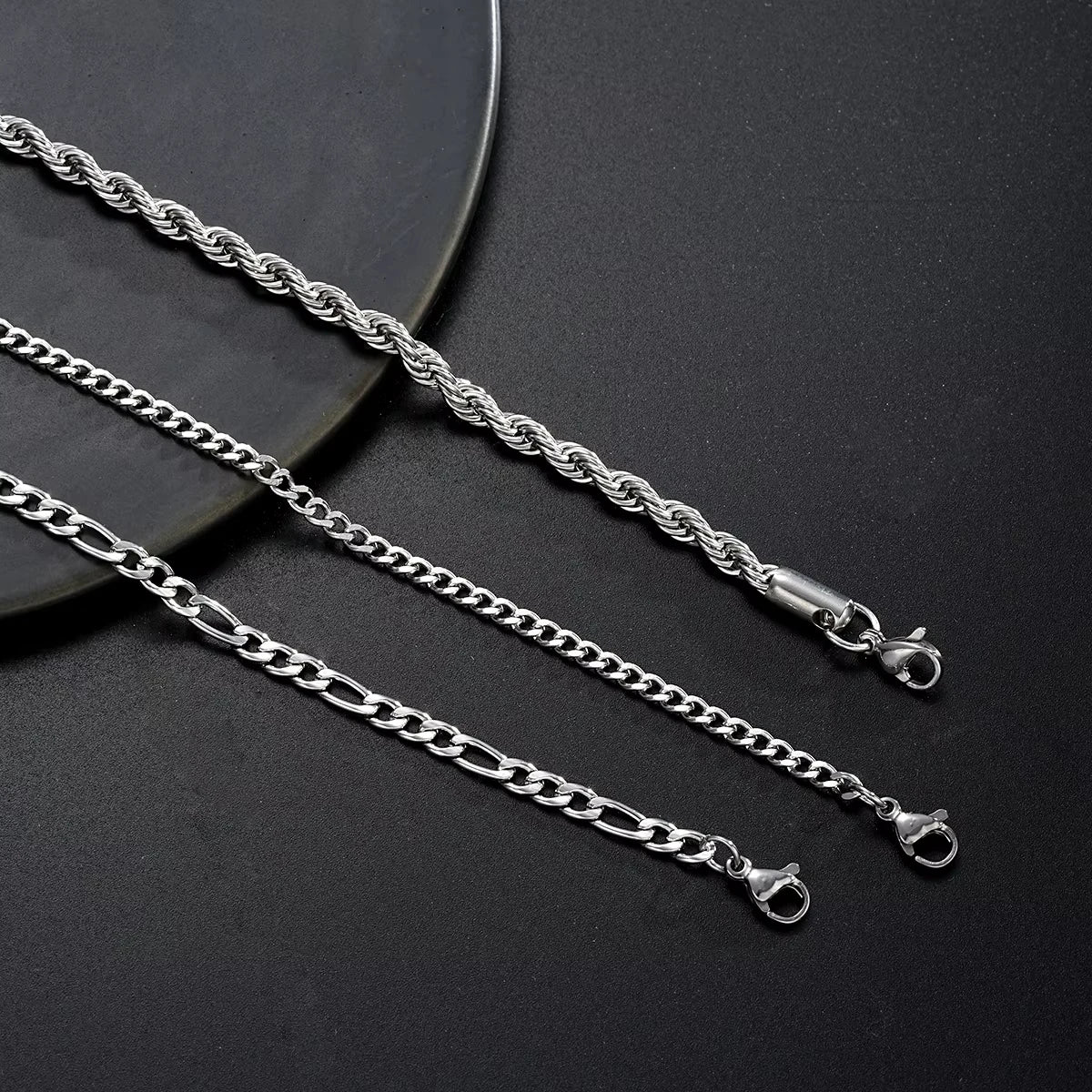 3tlg/Set Edelstahl Punk Cuban Chain Armband für Herren Minimalistisches Silberfarbenes Hip Hop Armband Party Mode Schmuck Geschenke
