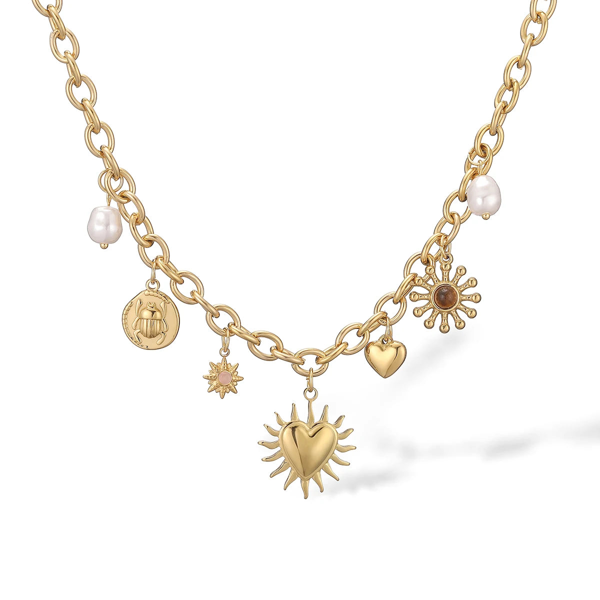 NEWBUY 2025 Fashion Gold Color Stainless Steel Jewelry Non-Fading Bohemian Style Choker Necklaces For Women Summer Accessories