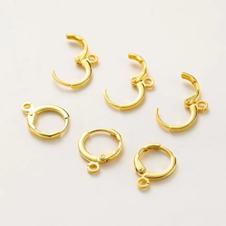 10 Stück 14K 18K vergoldetes Messing Frankreich Rohling Rund Öffnung Ohrringhaken Ohrhänger Clips Schlaufe für DIY Schmuckherstellung Zubehör