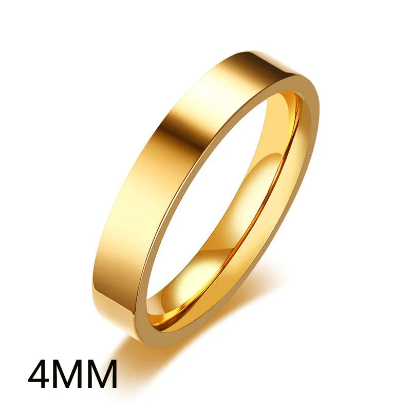 2mm 4mm 6mm 8mm Edelstahl Ehering für Damen Flache Fingerringe Mode Bijoux Femme Verlobungsschmuck