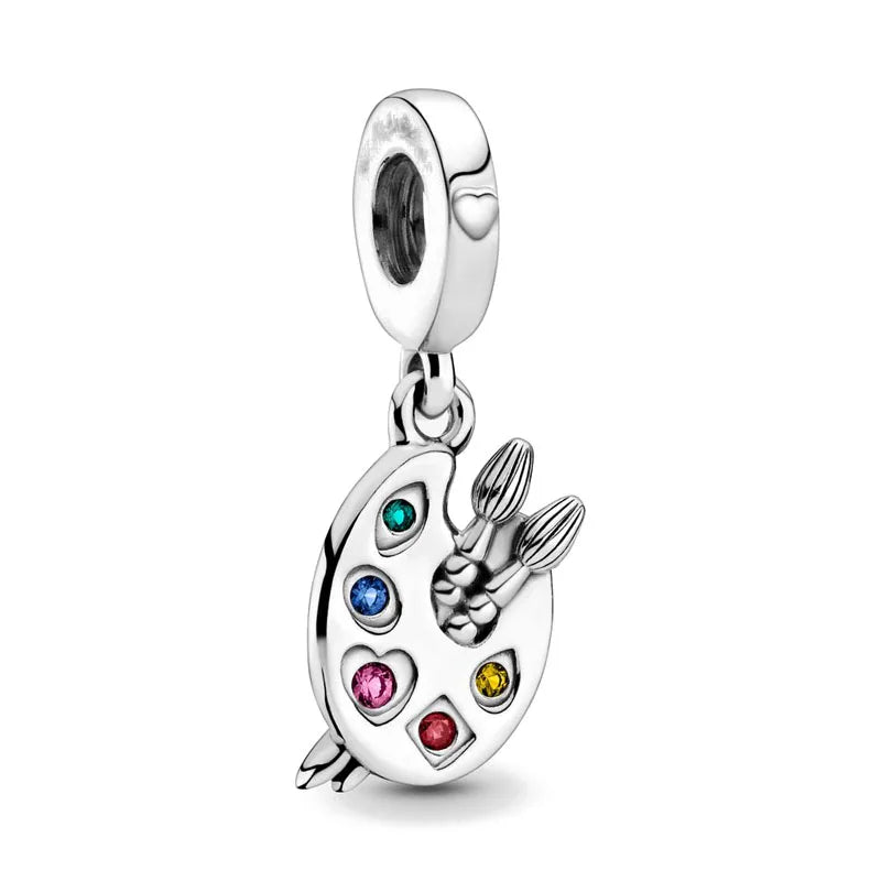 Heiß begehrtes 925er Silber Rosa Serie Blume Hundepfote herzförmiger Anhänger, passend für originale Armband DIY Accessoires, exquisiter Schmuck