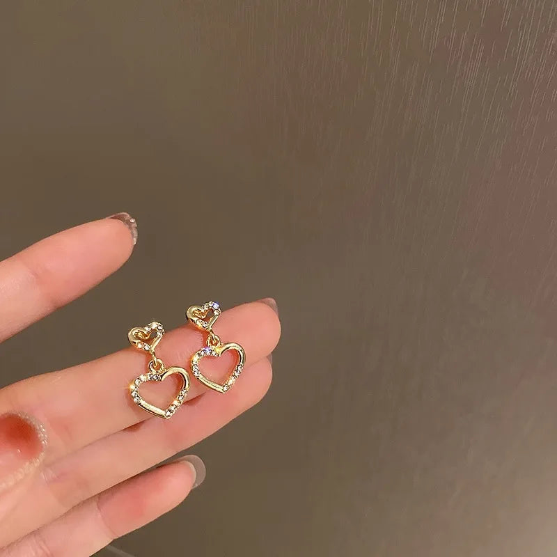 Europa und die Vereinigten Staaten Modetrend Liebe Ohrringe Damen Luxus Glänzend Inlay Zirkonia Hochzeitsschmuck