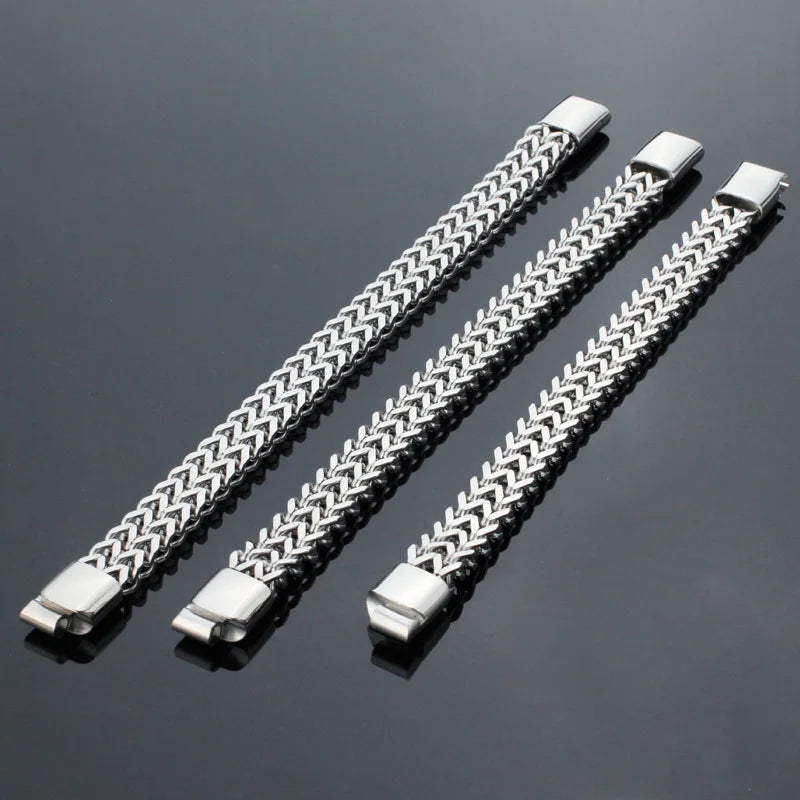 Edelstahlarmband geflochtene Doppelreihe vorn hinten Fischschuppen-Legierung Magnetschnalle Armband mit Kiel-Schmuck neues Modell