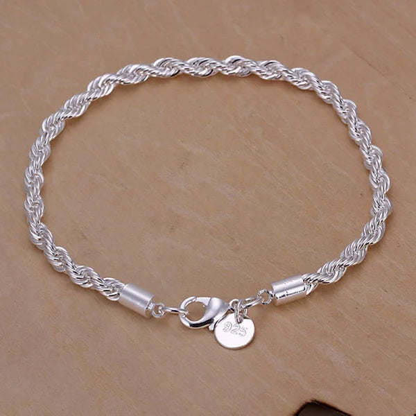 925 Sterling Silber exquisites massives Kettenarmband Mode Charms Frauen Männer massiv Hochzeit süße schlichte Modelle Schmuck