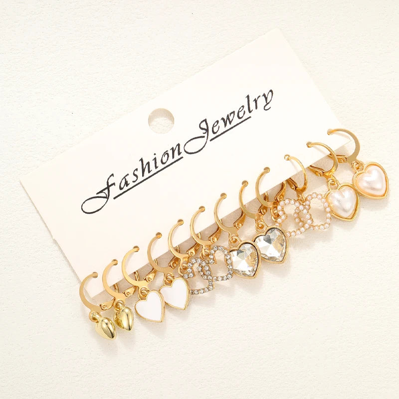 36-teiliges Boho-Herz-Ohrring-Set für Damen, goldfarben, böhmische Vintage-Perlenohrringe, europäischer und amerikanischer Schmuck, Geschenke 2024