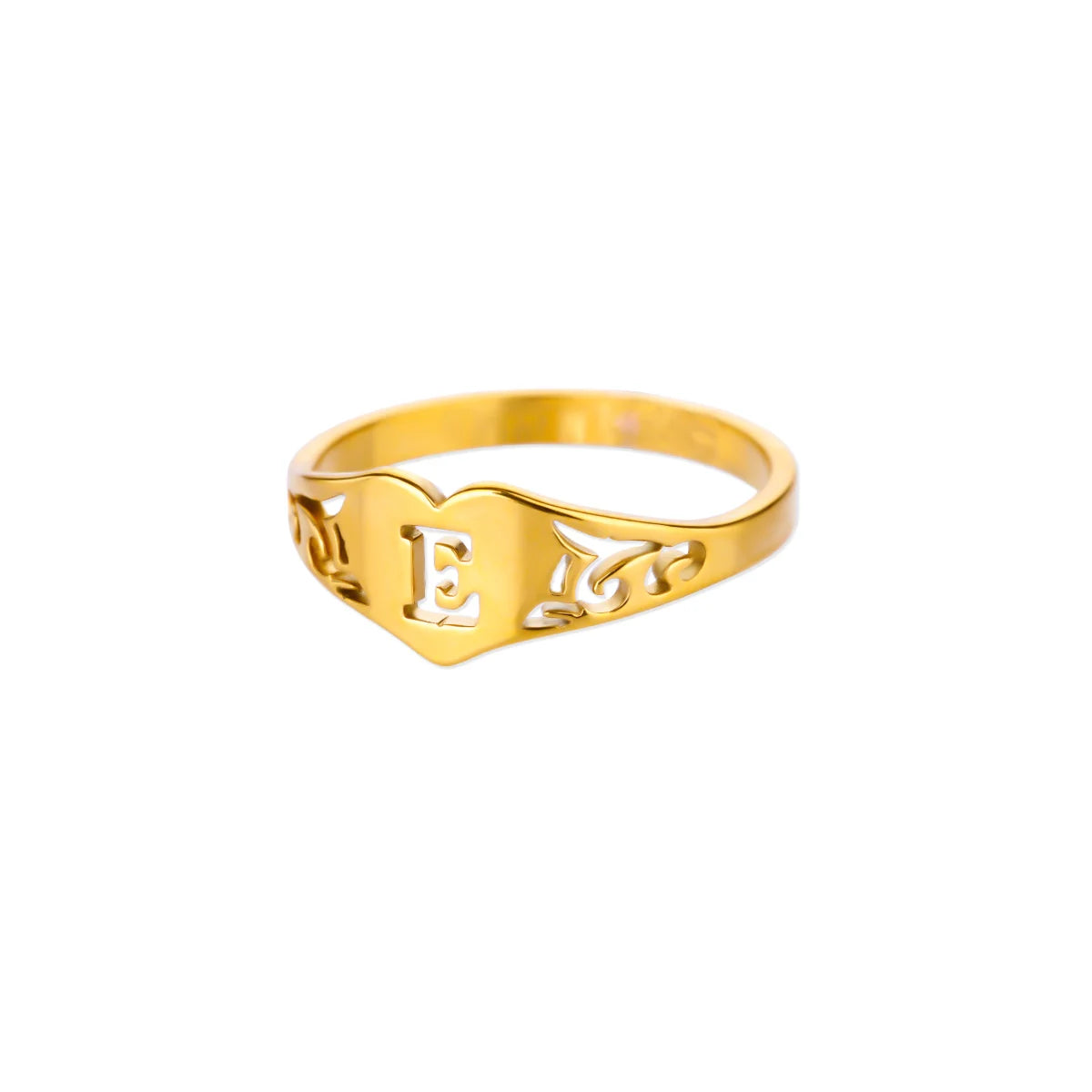 Anillos de corazón con letras iniciales huecas de moda para mujer, color dorado, acero inoxidable, anillo con letras de la A a la Z, regalo de joyería estética para boda