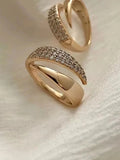 18 Karat vergoldete Sonnenringe für Damen, Naturstein eingelegt in hohlem Metallstruktur-Ring, Trendiger Schmuck