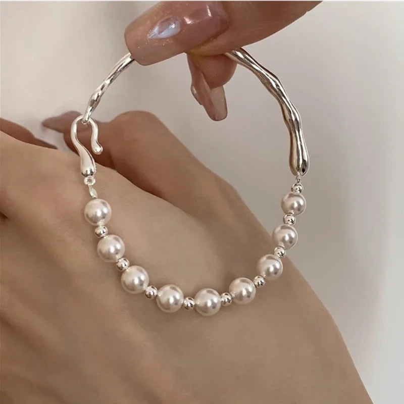 VENTFILLE 925 Silver Double Layer Pearl Bracelet for Women Girl Design Bead Korean Jewelry Dropshipping
