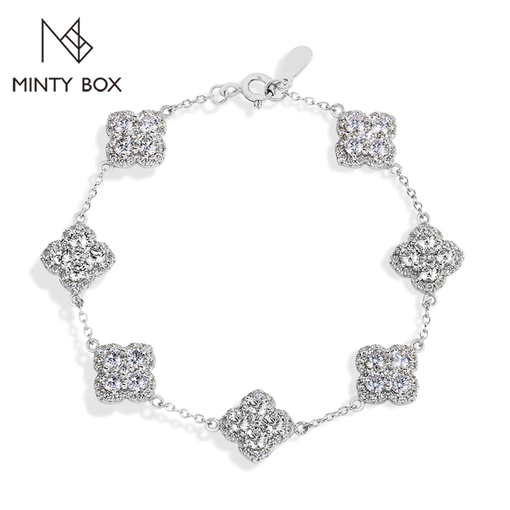 MINTYBOX S925 Sterling Silber Voll Moissanit Armbänder D VVS1 Labor Diamant für Frauen 18k vergoldet Verlobung Schmuck Geschenk