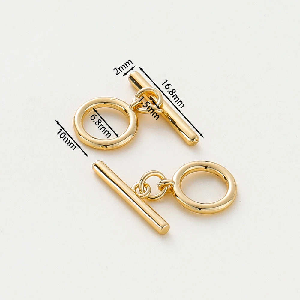 4 Sets 14K/18K Vergoldetes Messing O-Knebelverschluss-Verbinder für DIY Armband Halskette Schmuckherstellung Zubehör