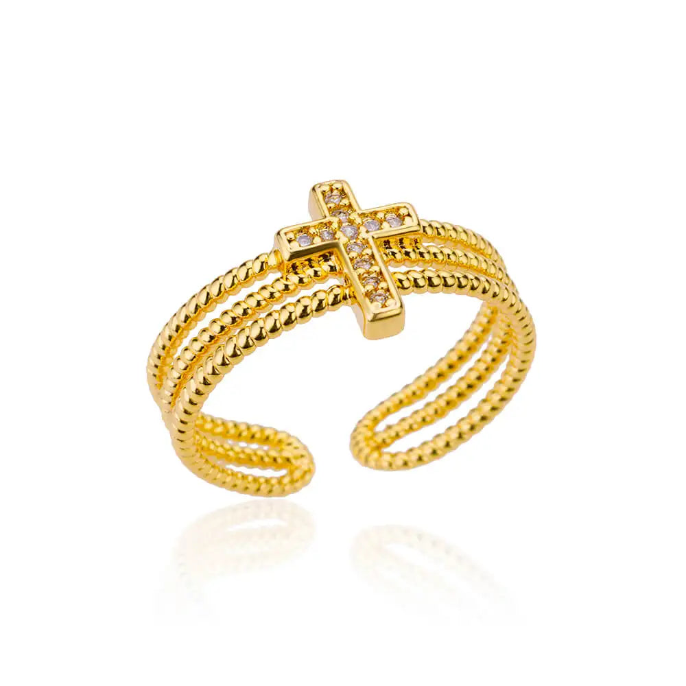 Neu in Zirkon Kreuzringe für Damen Verstellbarer Edelstahl Kreuzring Femme Design Luxus Hochzeit Schmuck Geschenk 2023 Anillos