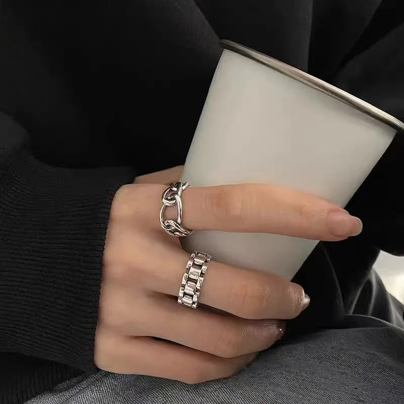 925 Sterling Silber Fingerringe Neue Mode Kreative Kreuz Hohlkette Geometrischer Party Schmuck Geschenke