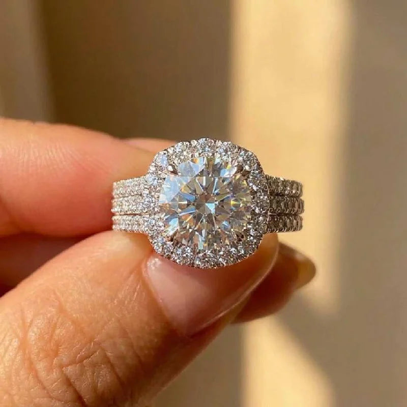Anillos de geometría cuadrada de circonita brillante de plata de ley 925 para mujer, regalo de fiesta, joyería elegante de alta calidad, gran oferta